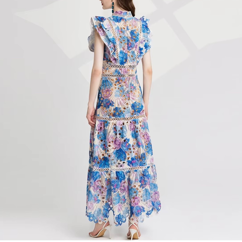 Out flower embroidery maxi dress, size L, new - Picture 2 of 8